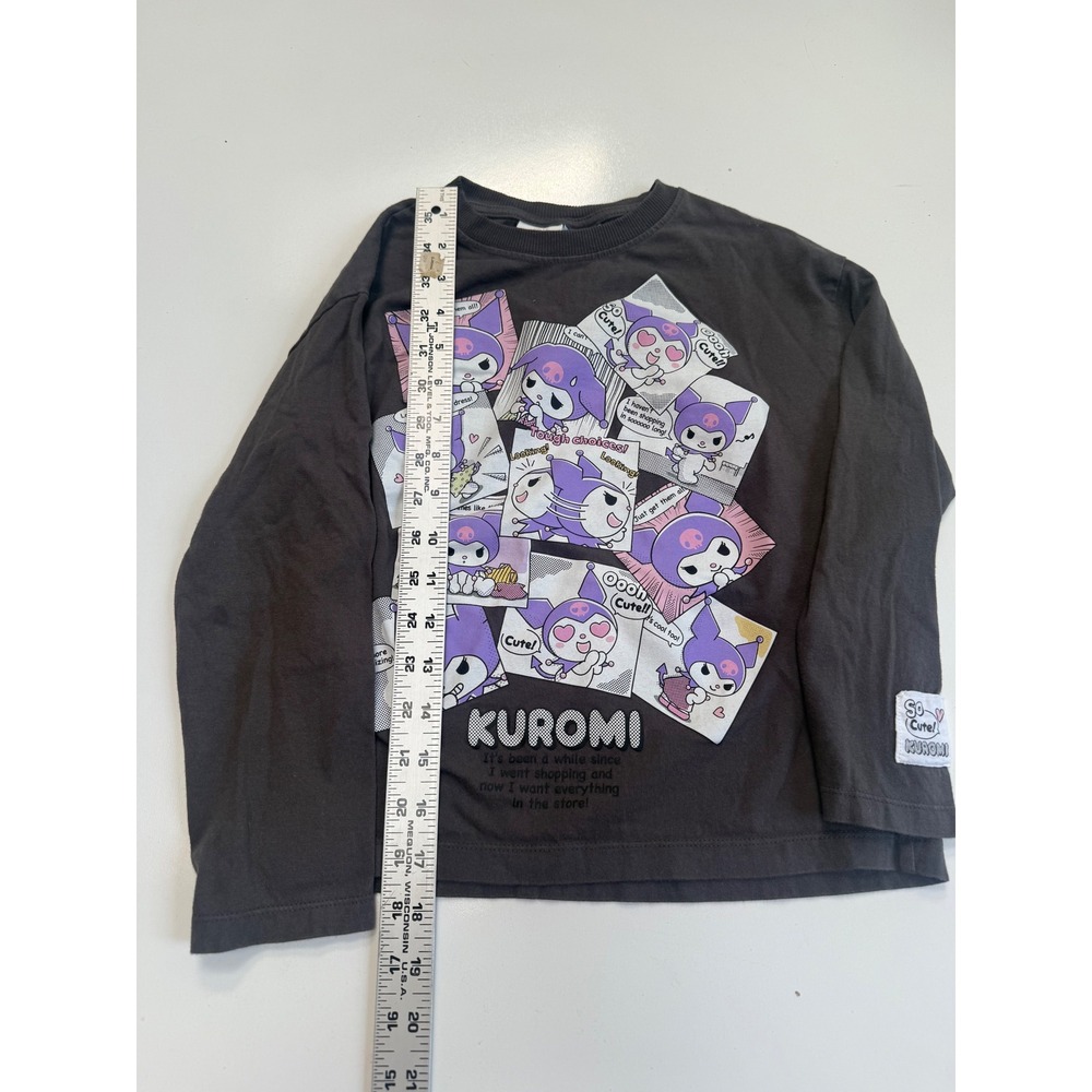 Zara Kids Sanrio Kuromi Graphic Long Sleeve T-Shirt Charcoal Grey Size 8-9 - Picture 2 of 4